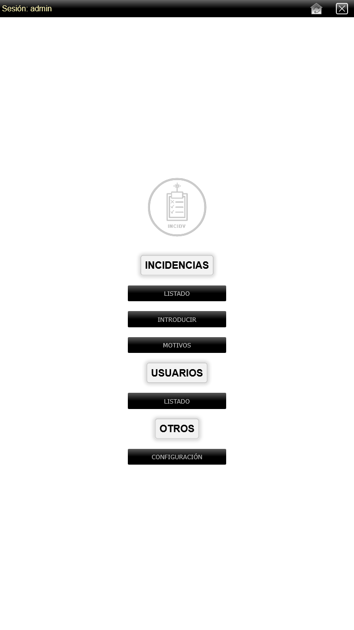 Imagen de la aplicación de INCIDV (Sistema de reporte de incidencias)